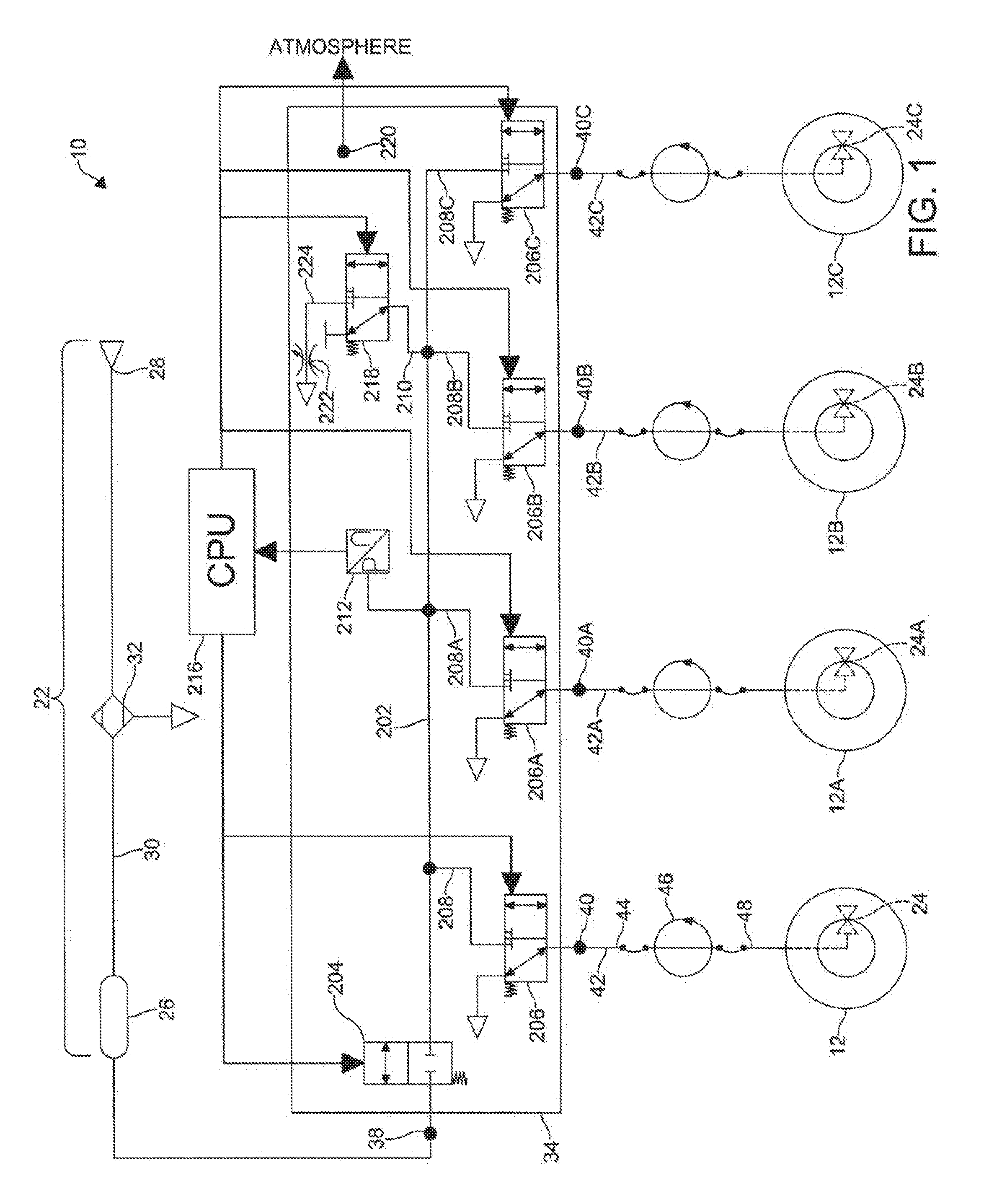 System and method for decreasing tire pressure