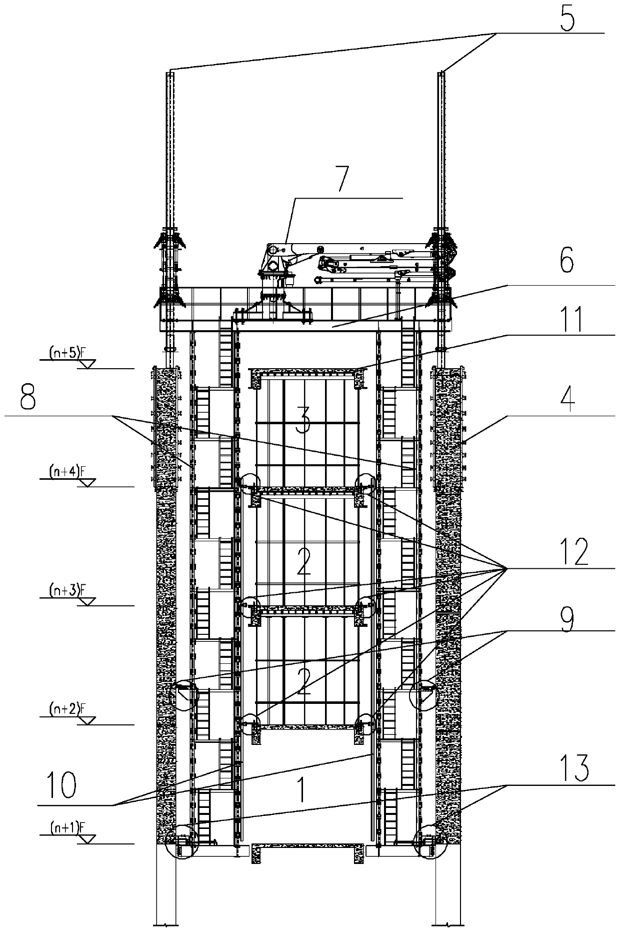 Material distribution platform system for construction of super-high building barrel structure