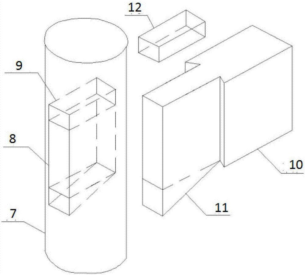 Vertical semi-dovetail tenon node connection structure for wood structure building beam column