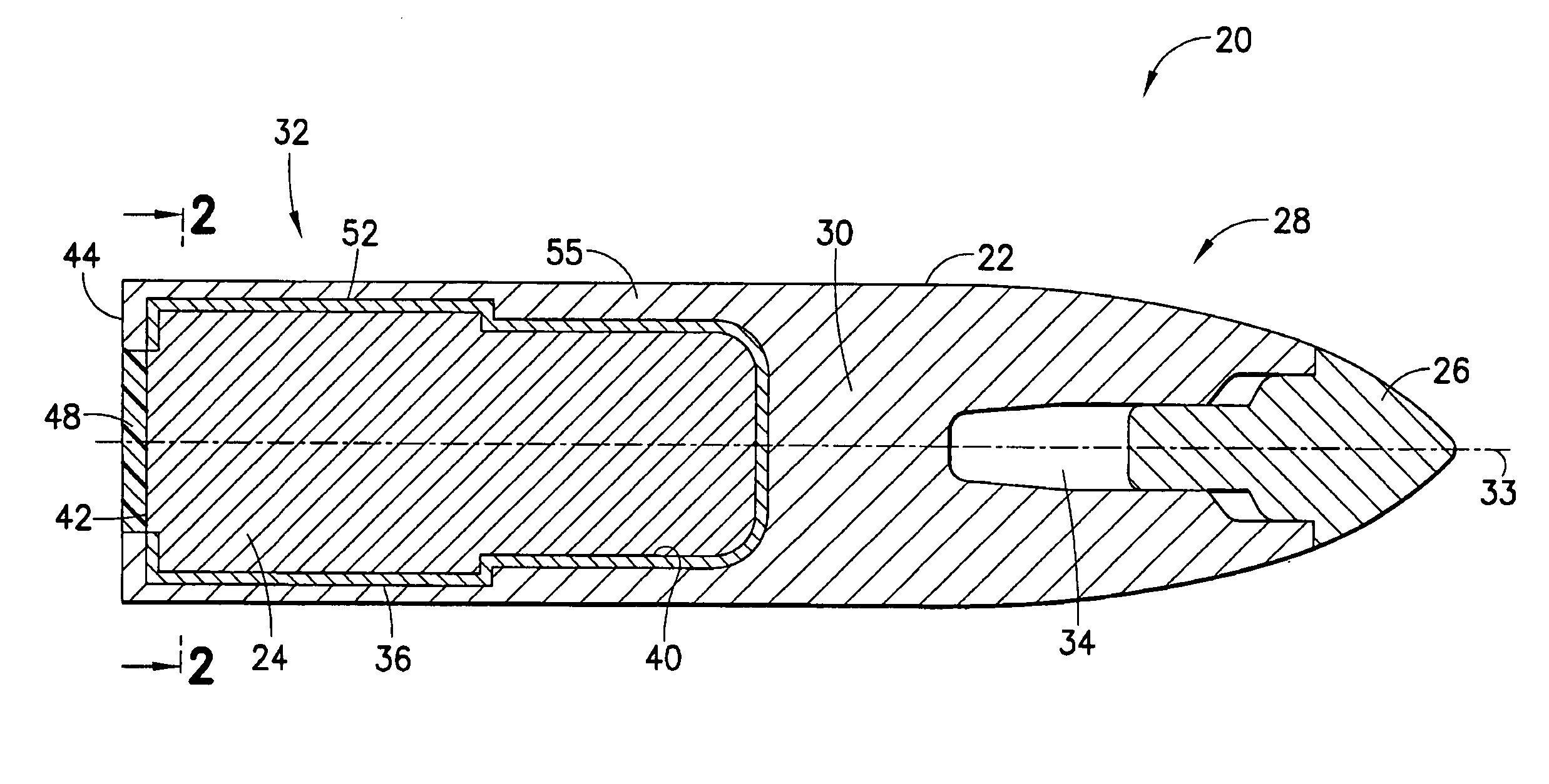 Firearm projectile with bonded rear core