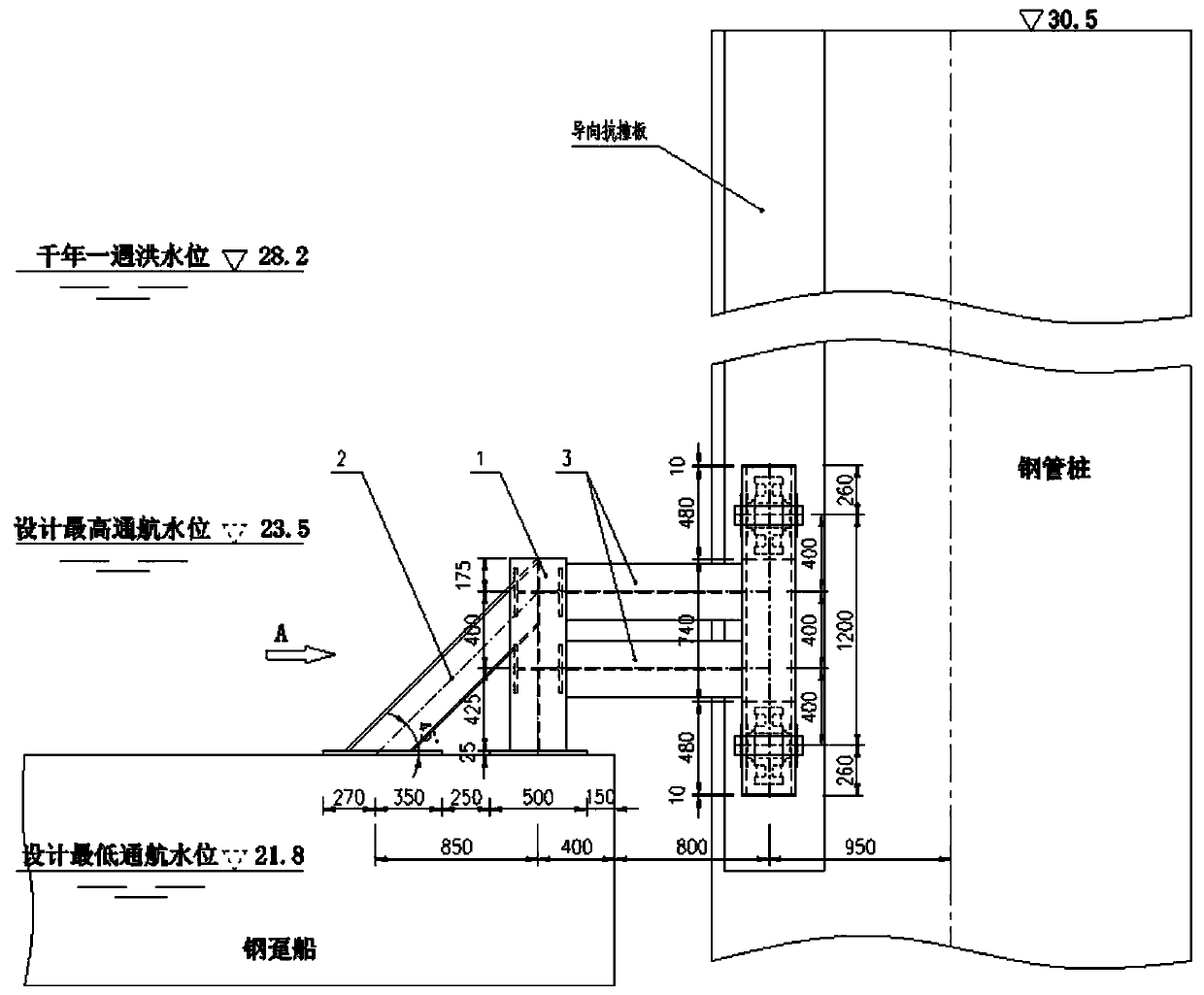 A floating navigation facility in deep water reservoir area based on multi-directional limit connection mechanism