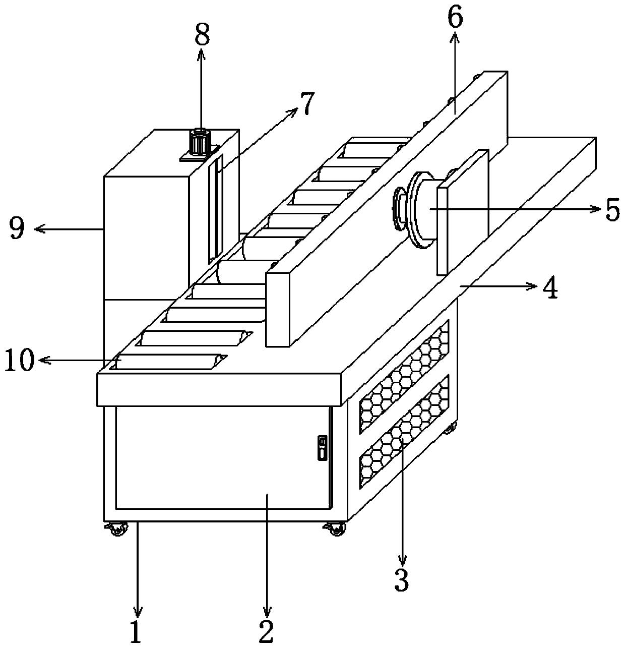 Planing device for processing logs