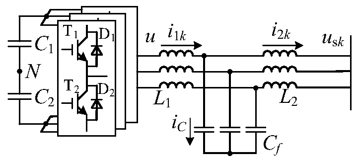 Three-phase LCL type inverter control method and device based on harmonic interference observer