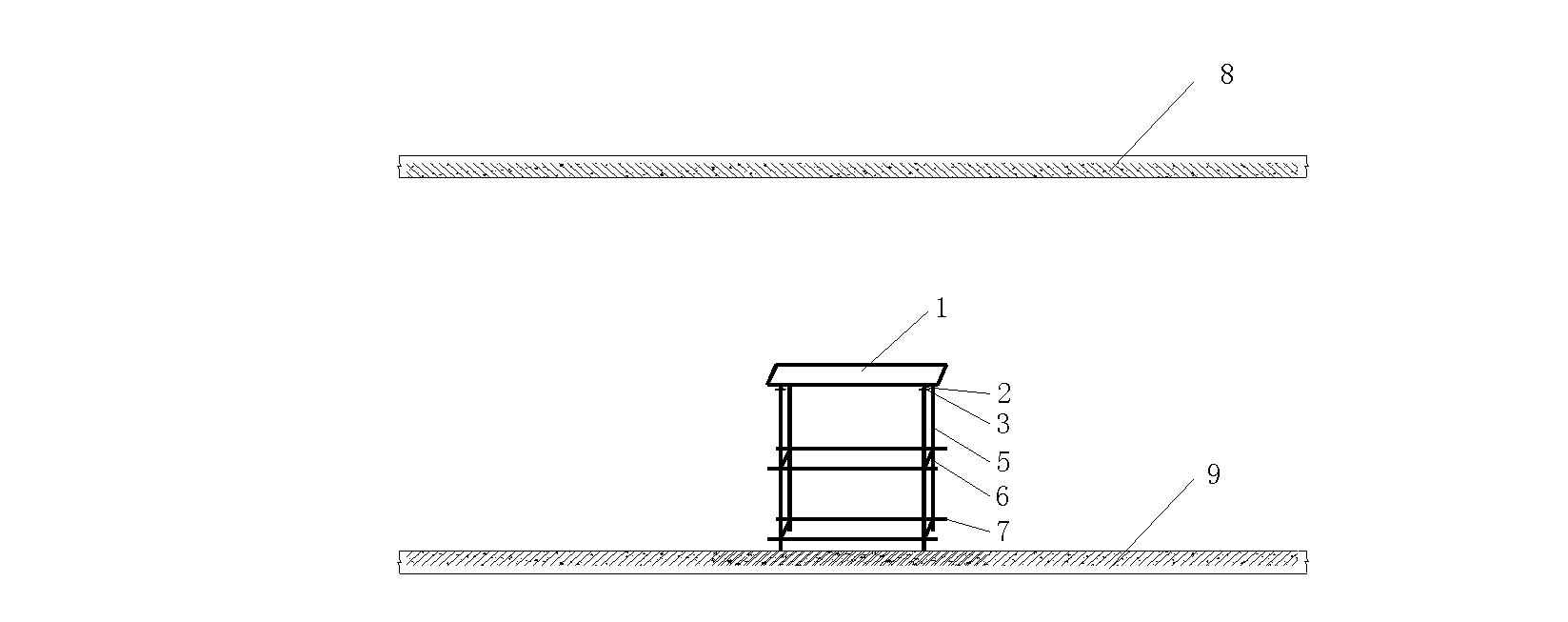 Pre-embedding construction method for distribution box with rows of pipes, and support device