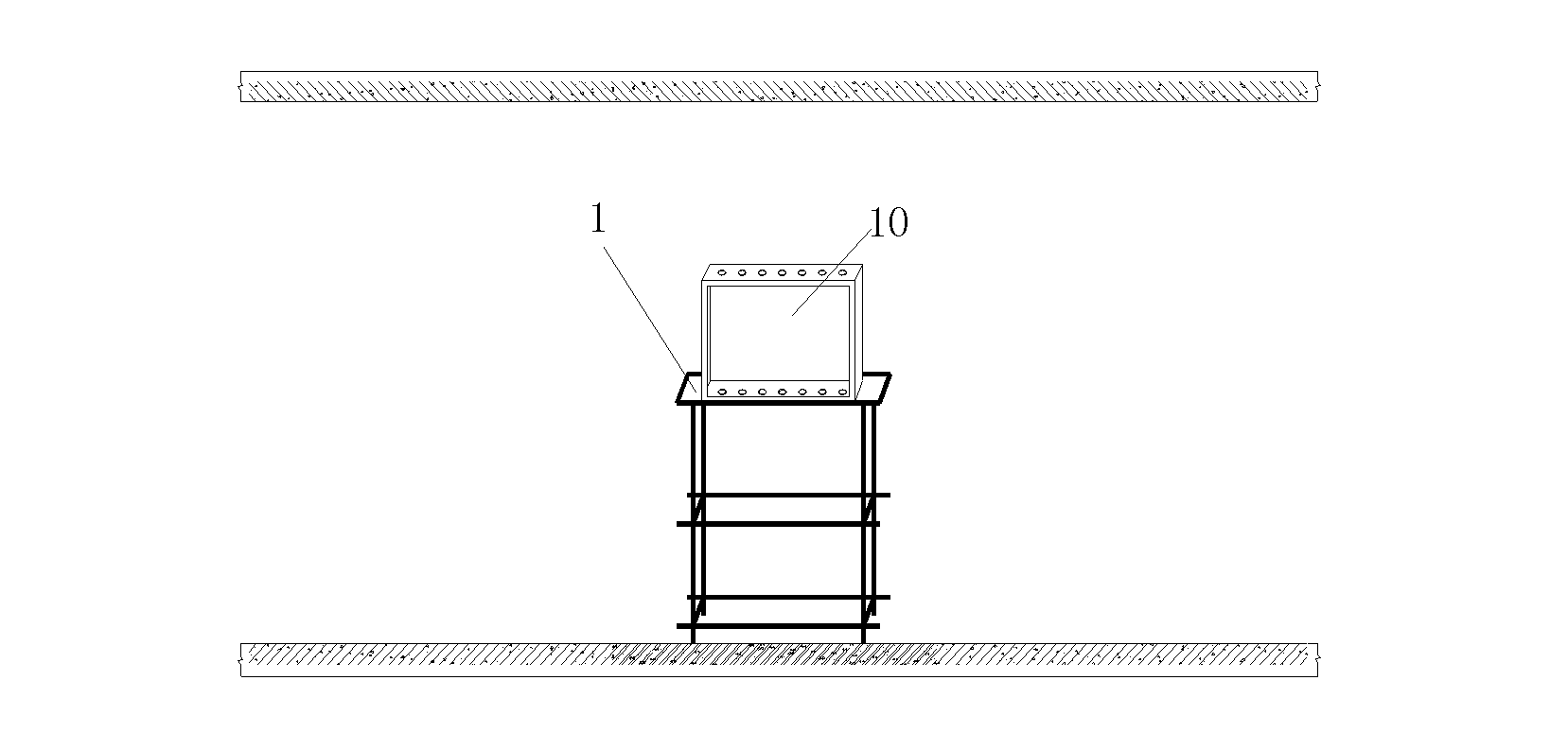 Pre-embedding construction method for distribution box with rows of pipes, and support device