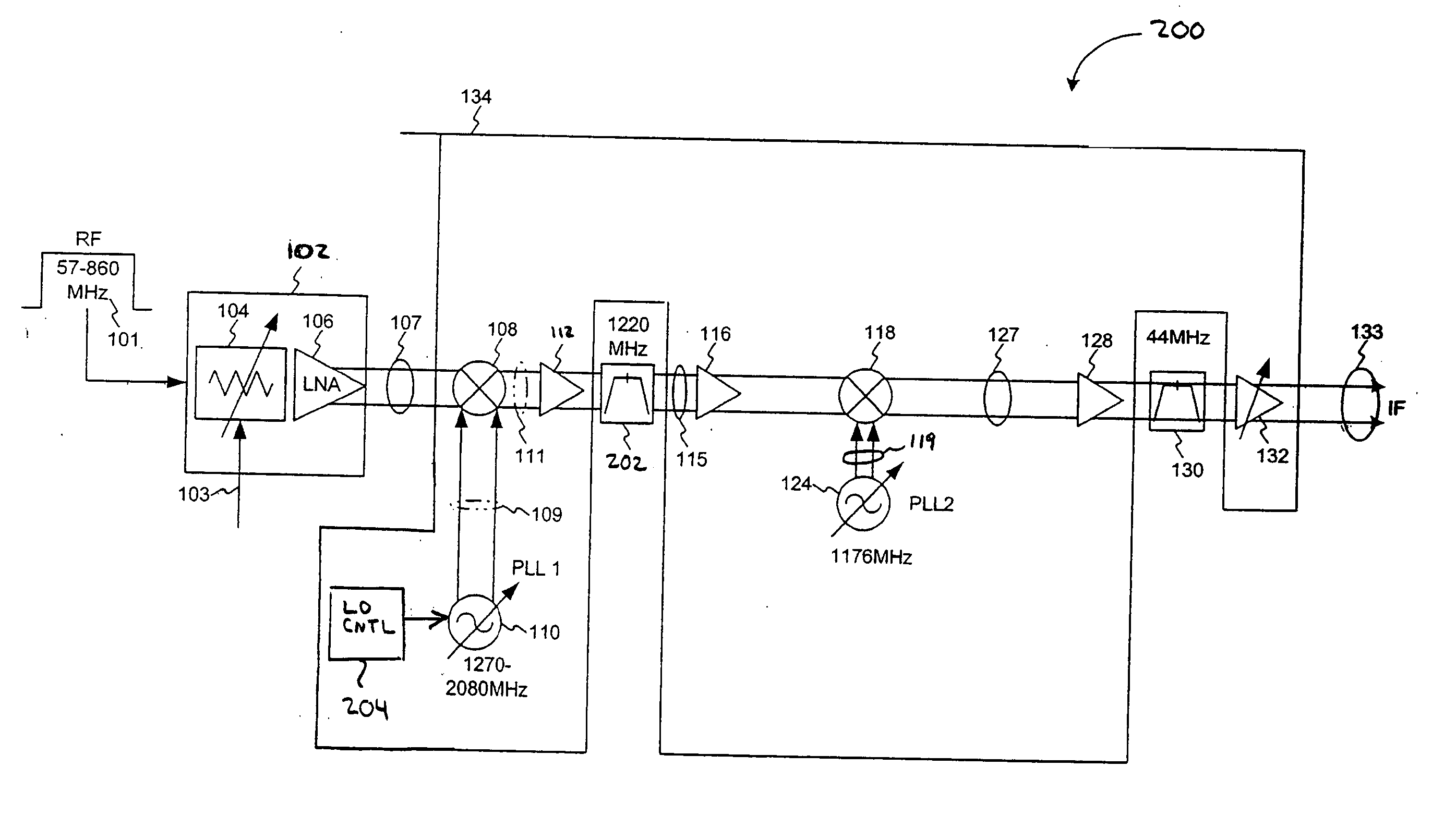 Dual conversion receiver with reduced harmonic interference