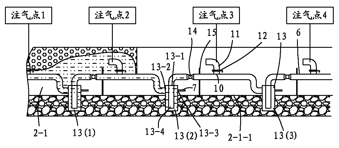 Gas injection point retreating type coal underground gasification system and process