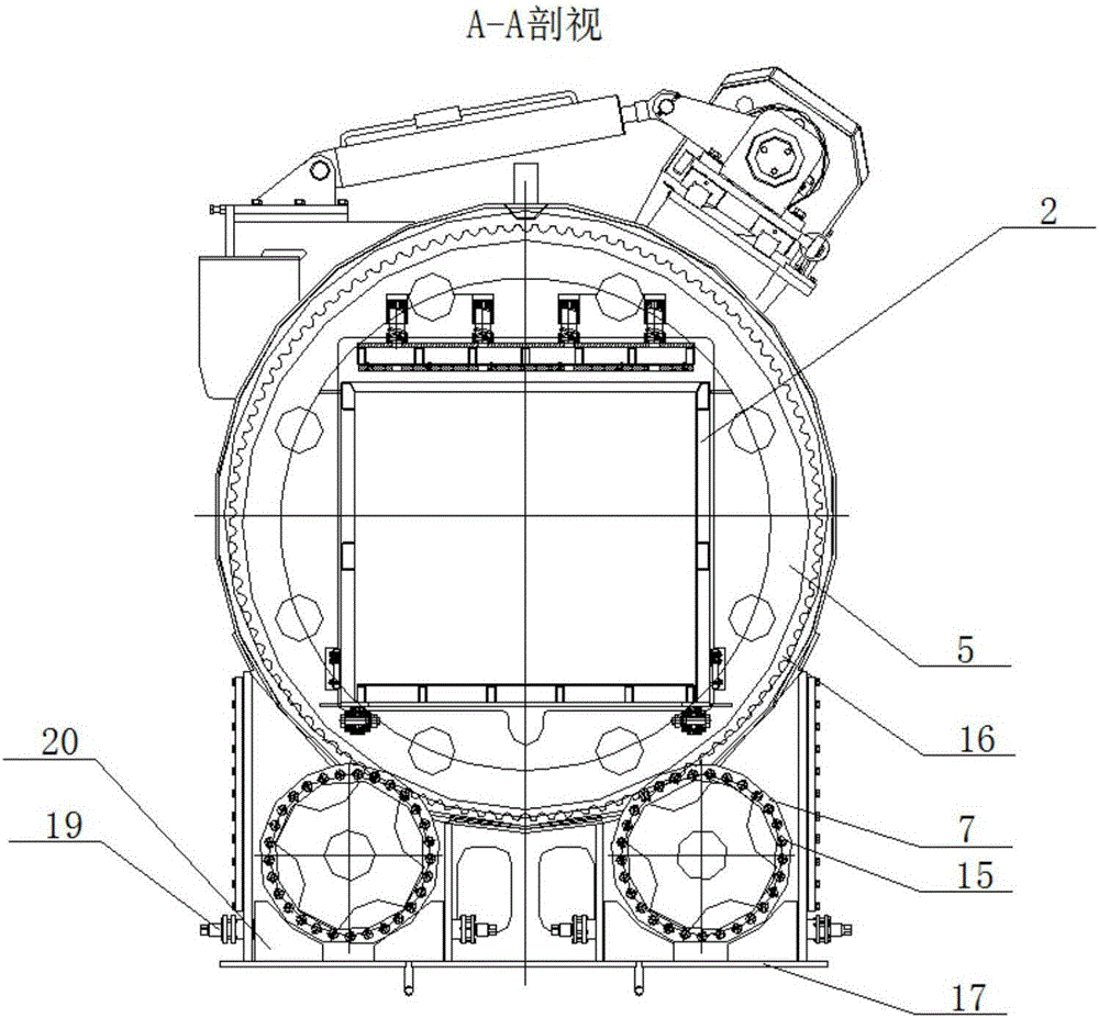 Supporting and driving device for rotating bodies in sterilization kettle