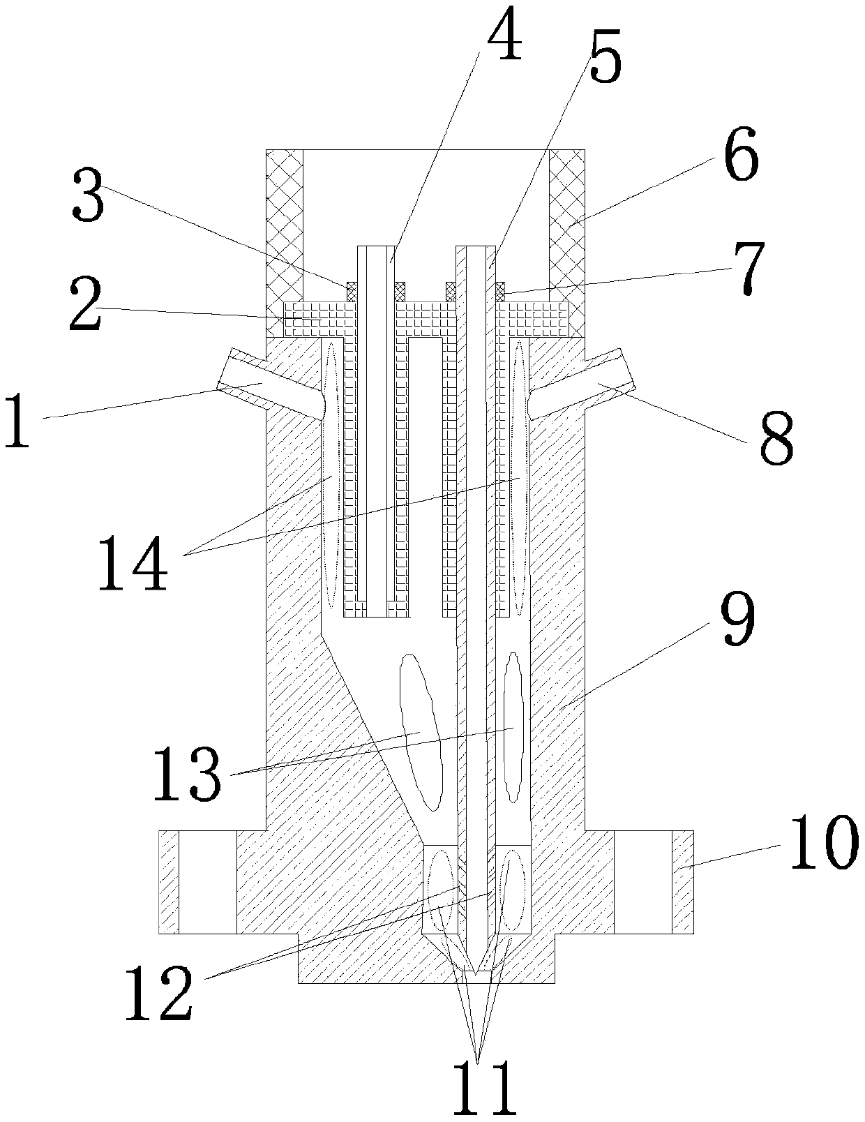 Plasma igniter with inclined air inlet holes and eccentric double-anode structure