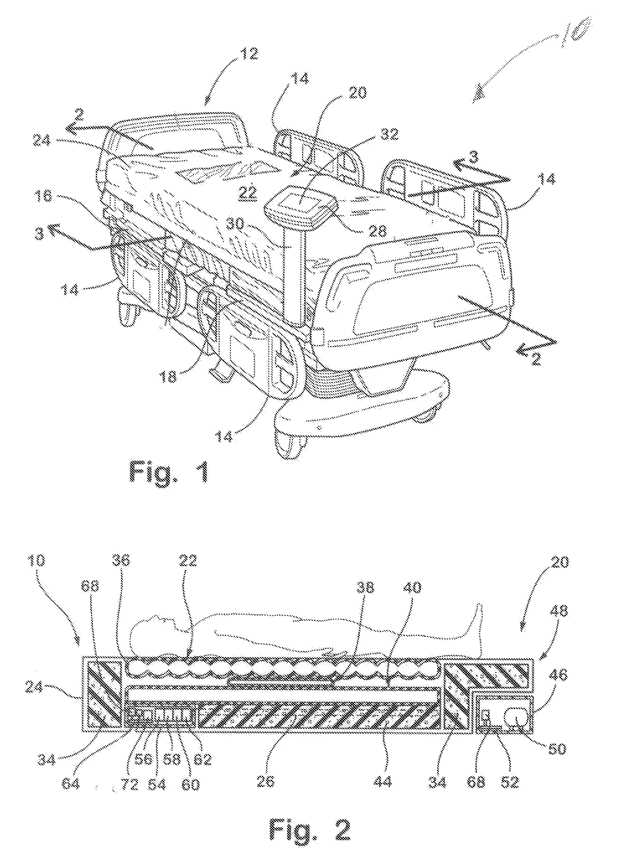 Vibrating patient support apparatus with a resonant referencing percussion device
