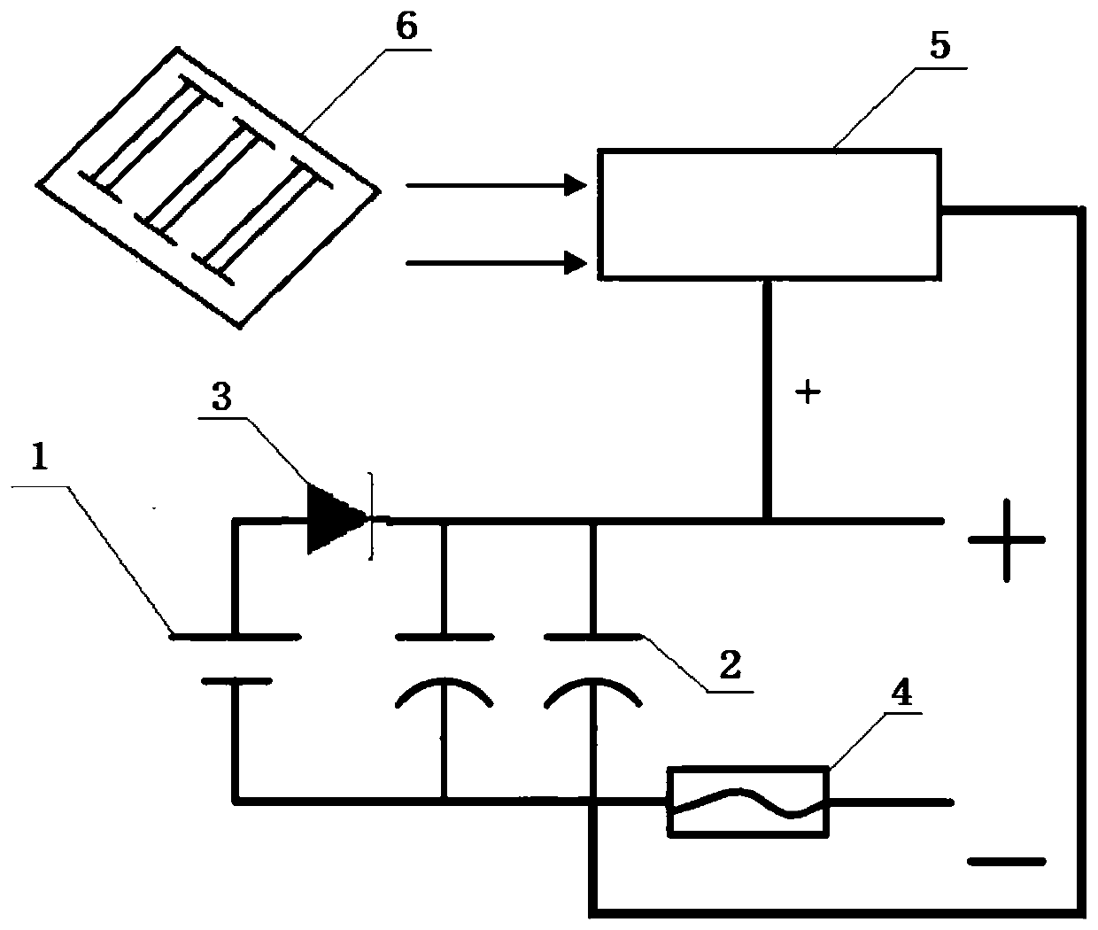 Solar supplementary power supply system based on primary battery and composite capacitor