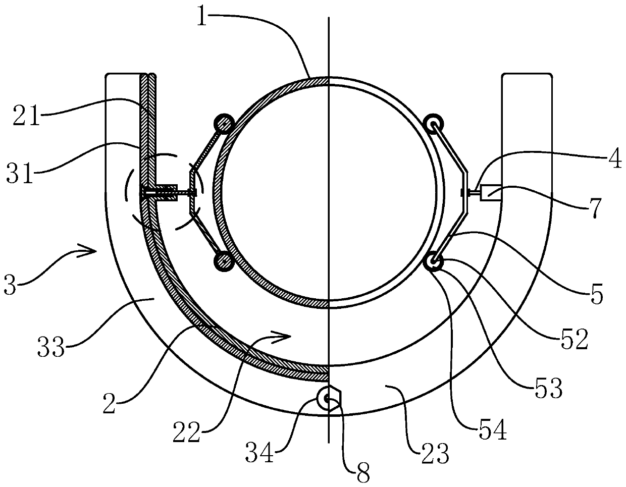 Pipe fitting connection rapid clamping device and application method thereof