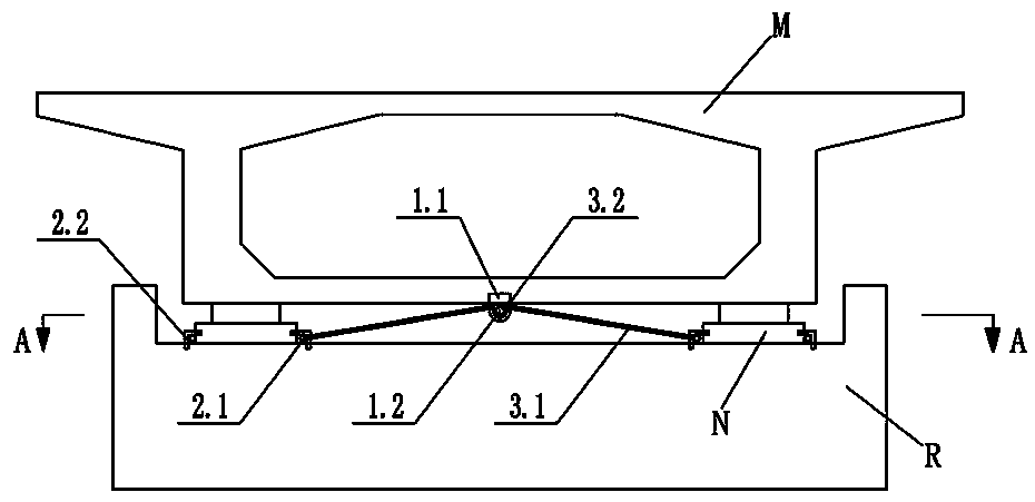 Shock-absorbing structure based on bridge cushion stone