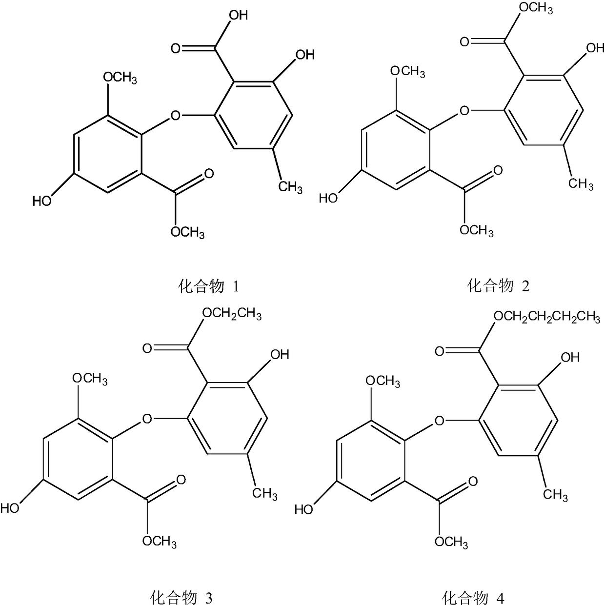 Application of asterric acids compound in inhibition of activity of acetylcholin esterase
