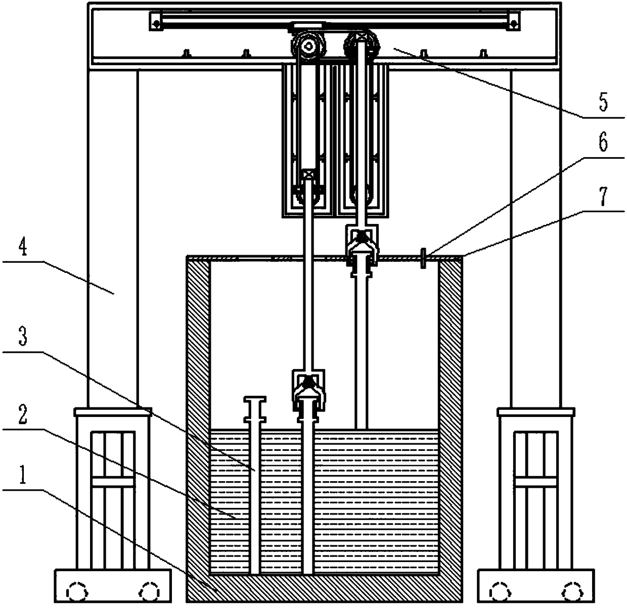 Automated replacing device of copper pipe horizontal continuous casting filter