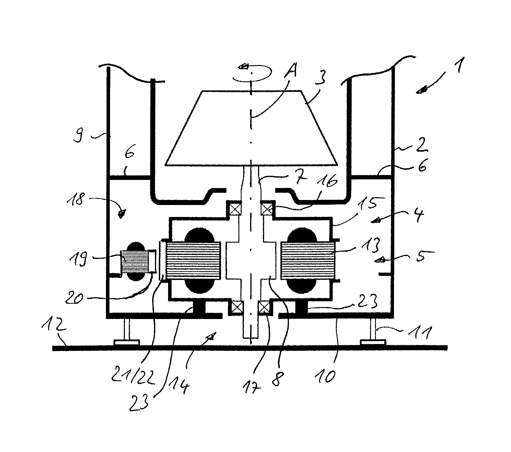 Device for dynamic balancing of a rotating component of a centrifuge