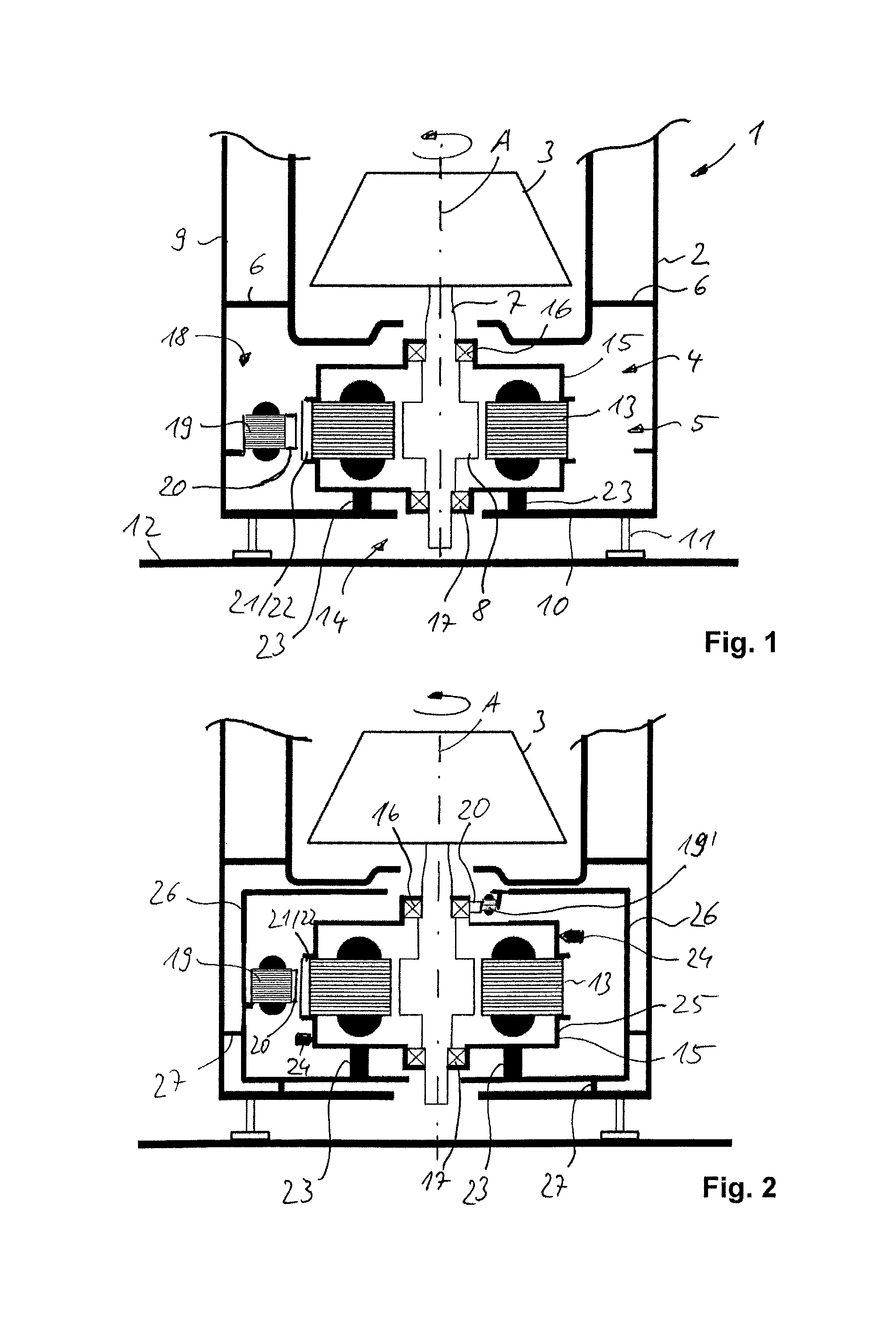 Device for dynamic balancing of a rotating component of a centrifuge