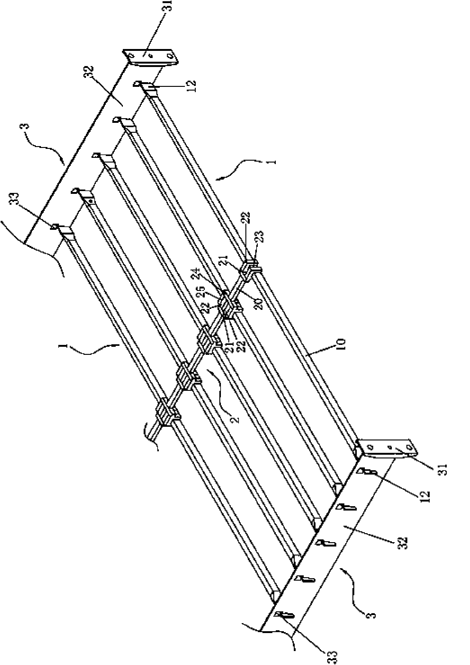 Fixed device of horizontal blocking rod of combined bedstead