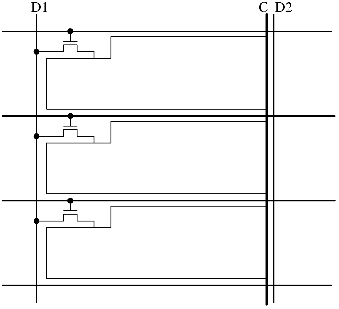 Horizontally arrayed pixel structure