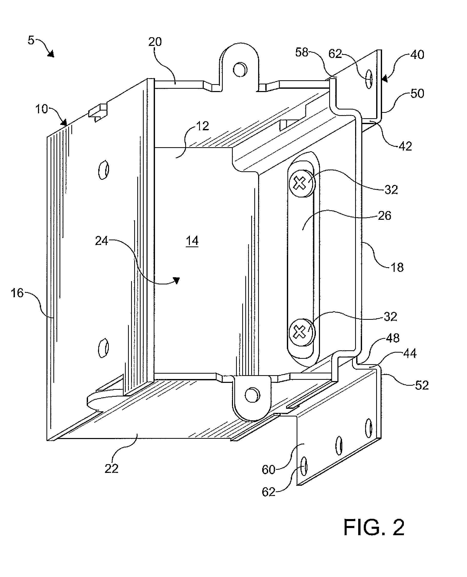 Electrical box with adjustable mounting system
