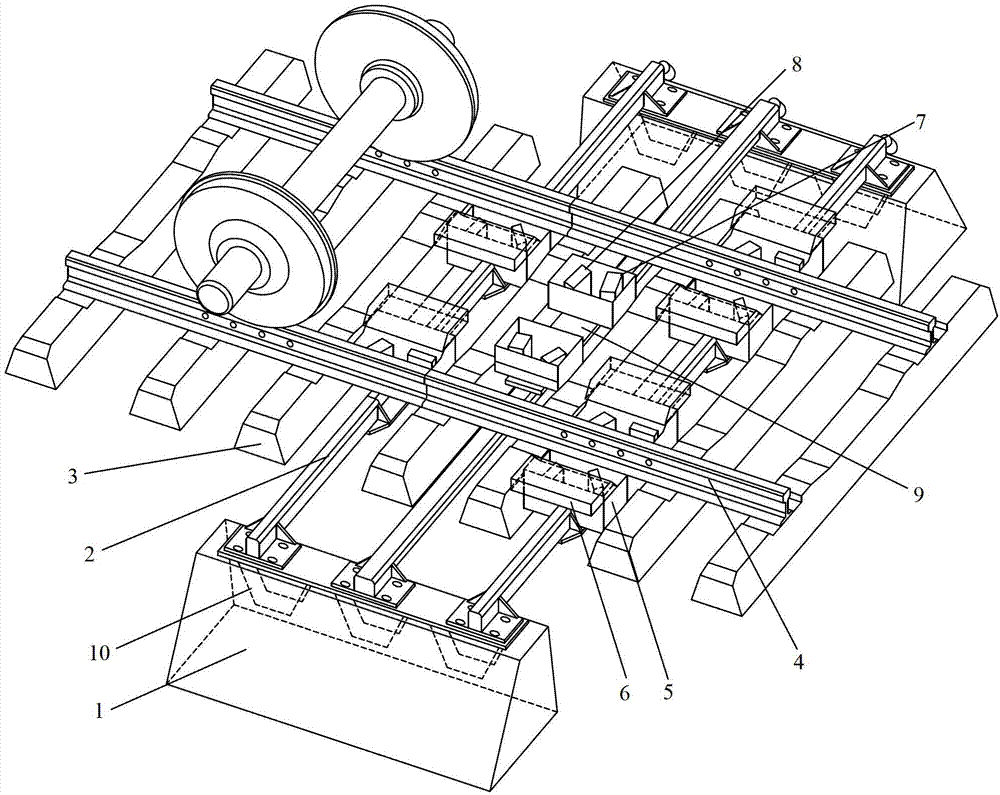 Dynamic geometrical parameter measuring device for train wheel set