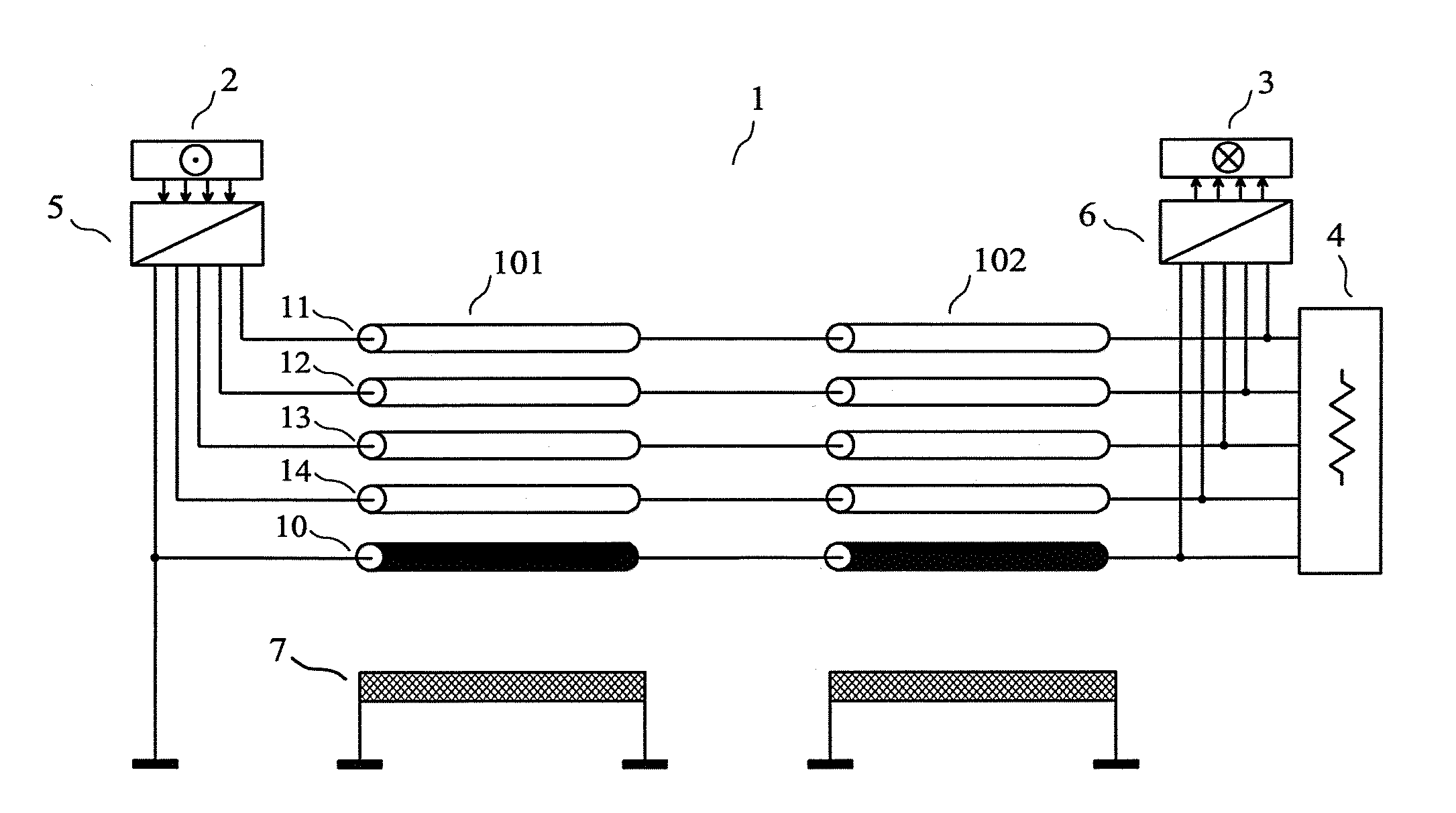 Method for pseudo-differential transmission using a non-uniform interconnection