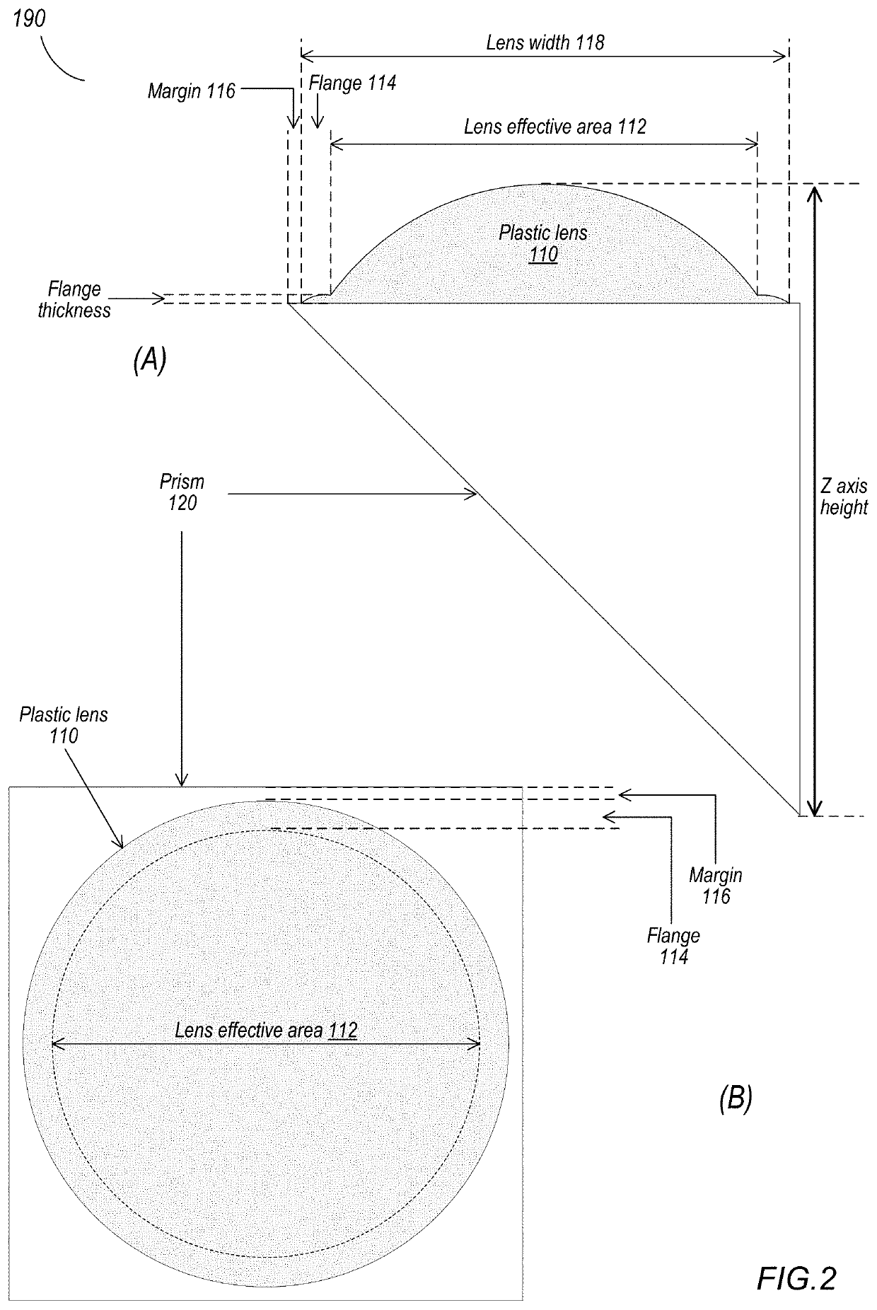 Power prism for folded lenses