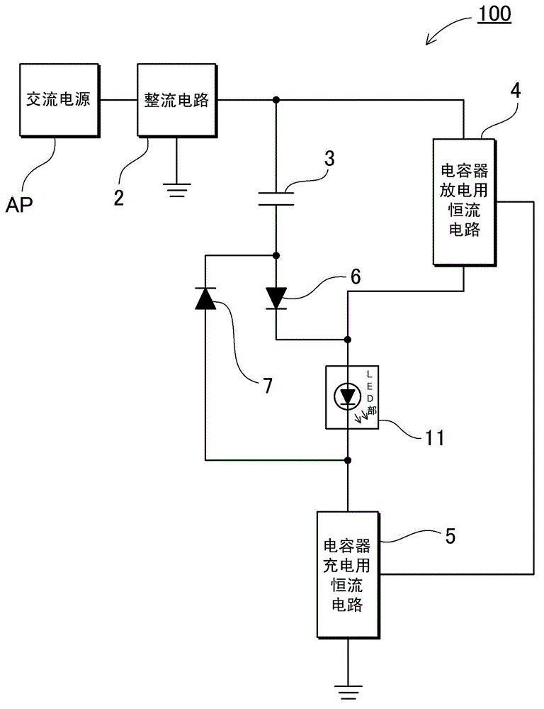 Light-emitting diode driving apparatus including charging/discharging capacitor