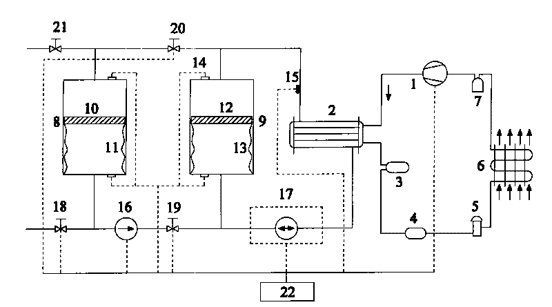 Heat-pump water heater with dual water tanks and heating method thereof