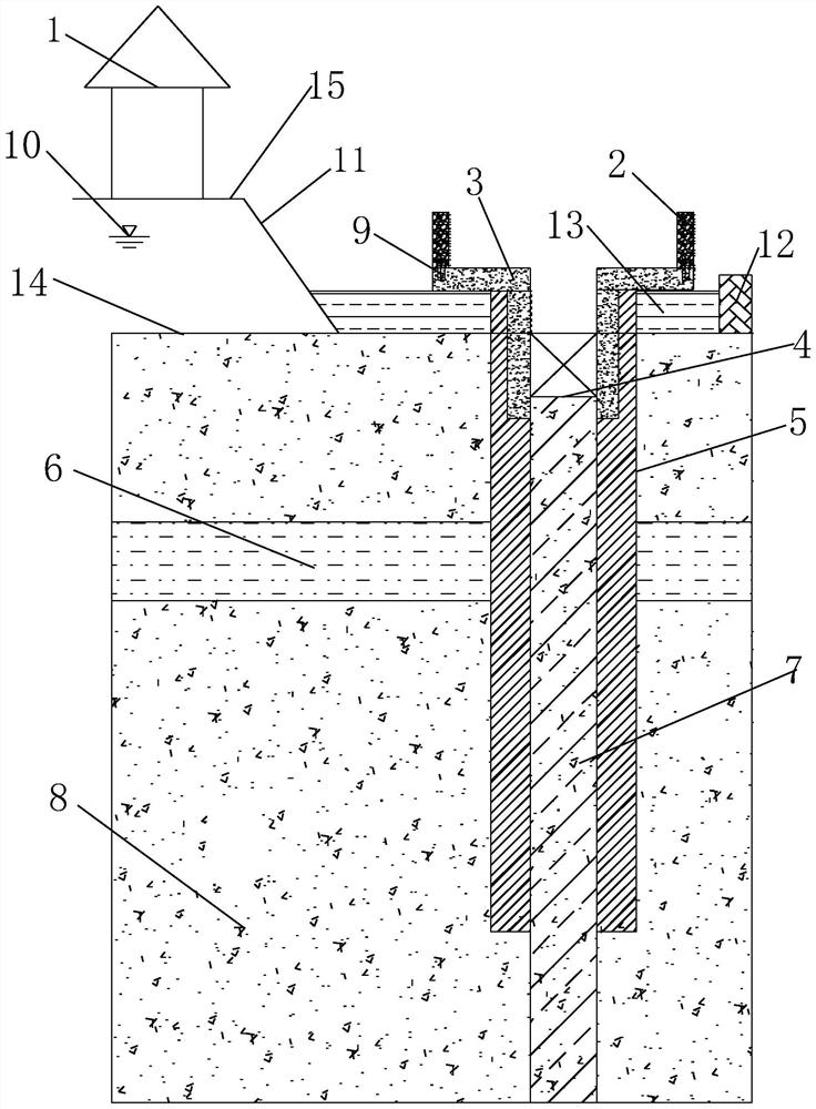 The method of preventing ground wall collapse in the vicinity of existing buildings in high groundwater table area