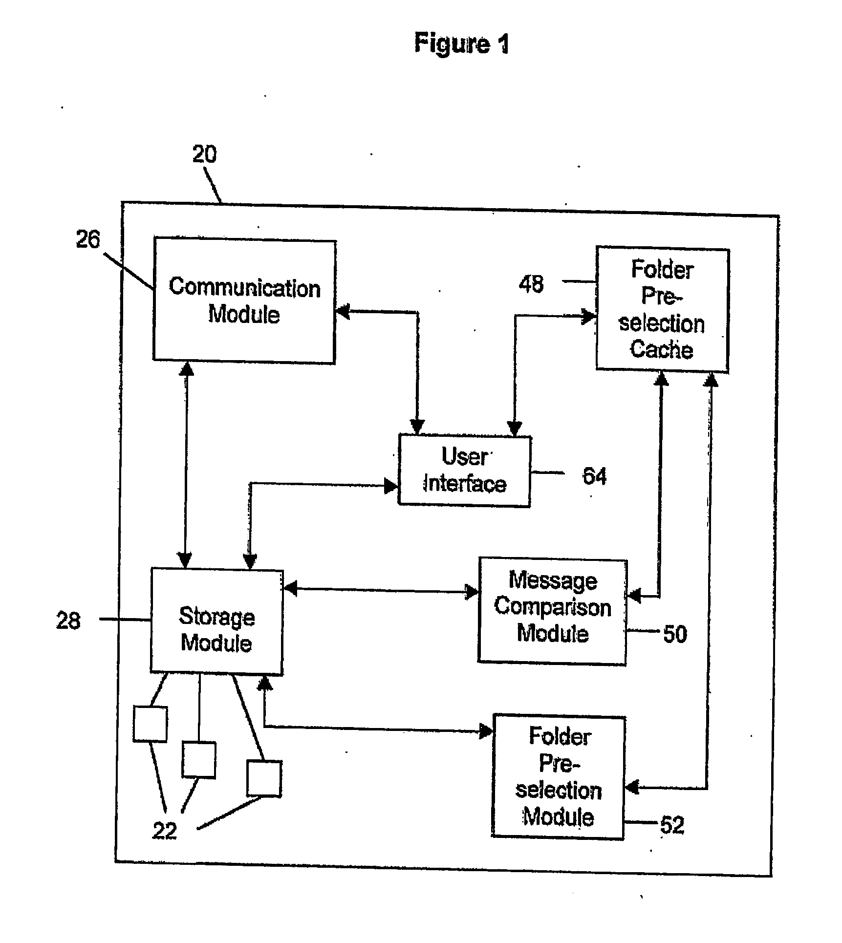 Method, system and computer software product for pre-selecting a folder for a message
