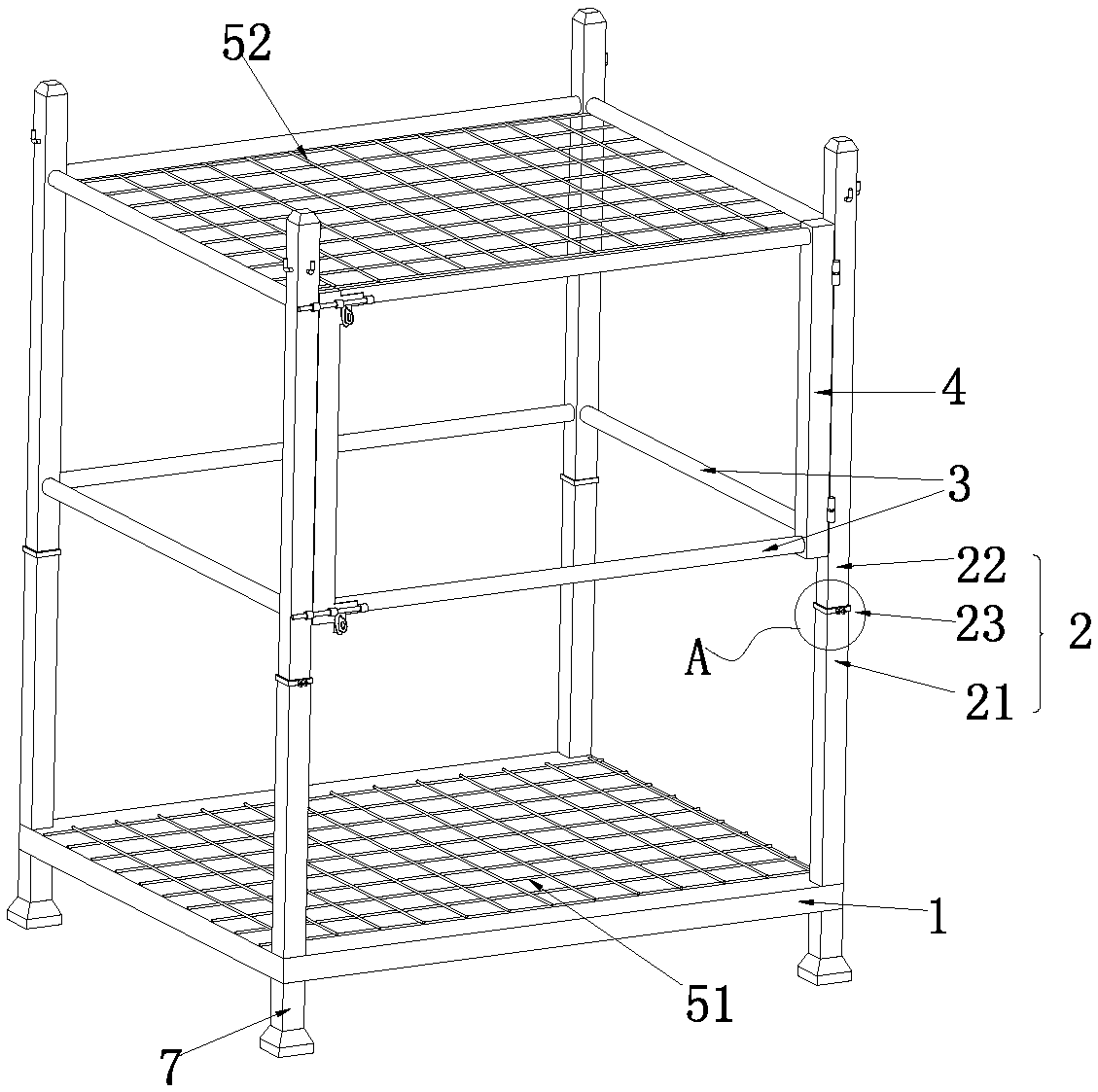 A rack for transshipment and storage of composite insulators