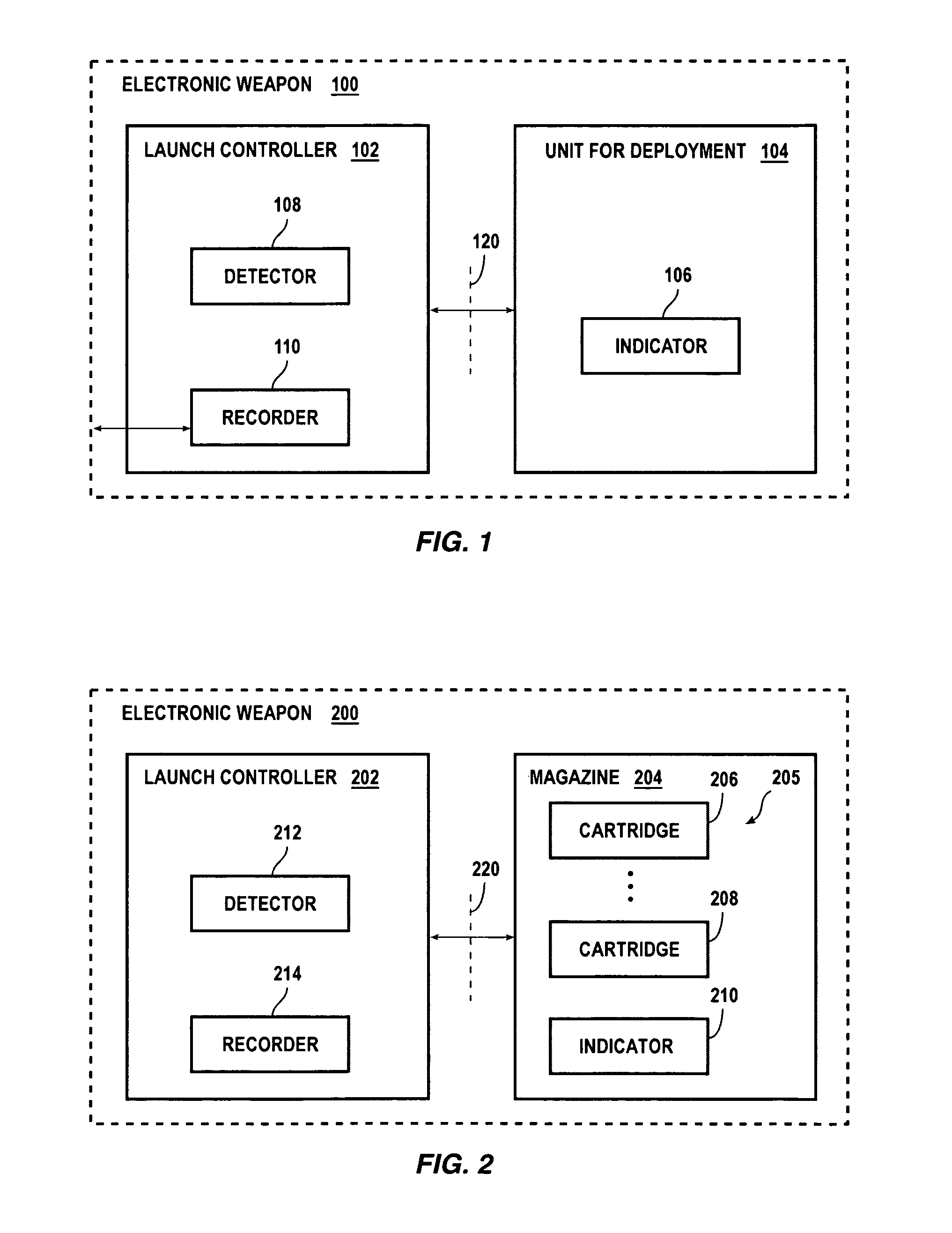 Systems and methods for indicating properties of a unit for deployment for electronic weaponry