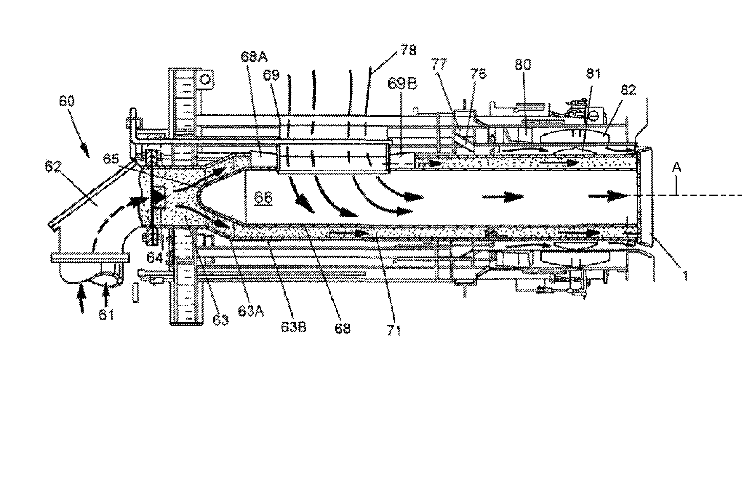 Large diameter mid-zone air separation cone for expanding IRZ