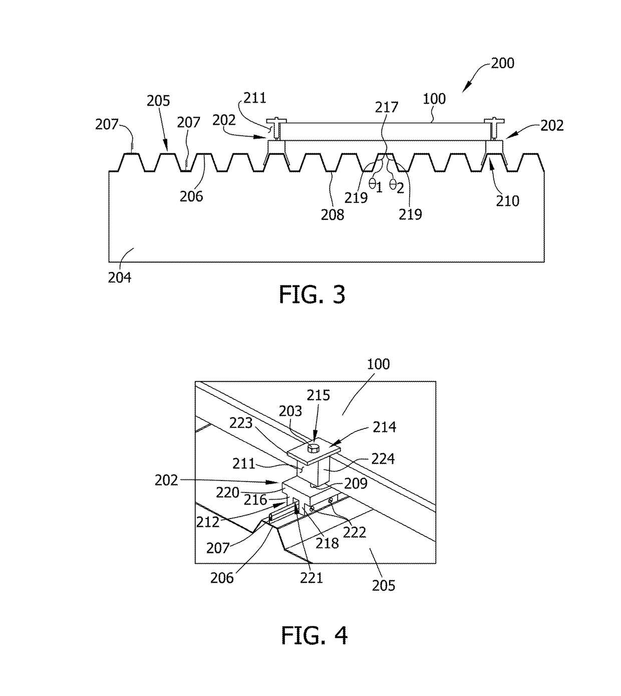 Clamps for installation of photovoltaic modules to roofs