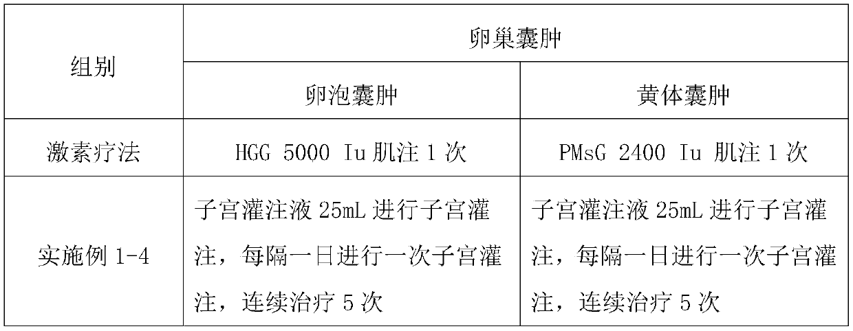 Traditional Chinese medicine uterine perfusion solution for treating bovine ovarian cyst and preparation method thereof