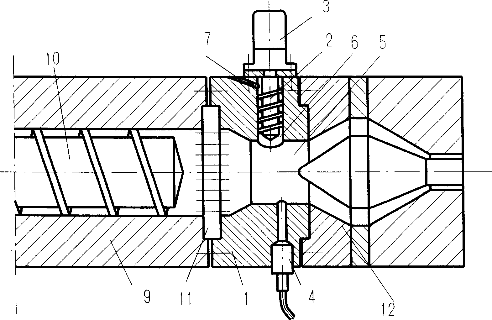 Screw extrusion melt pressure stabilizing device and method