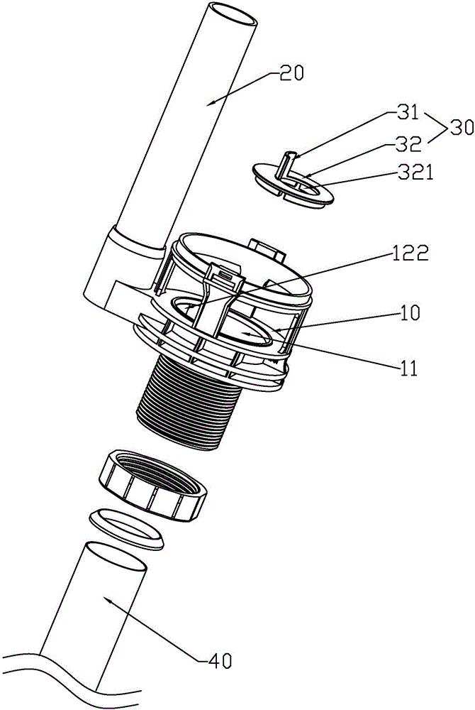 Drainage valve noise reduction structure with overflow pipe