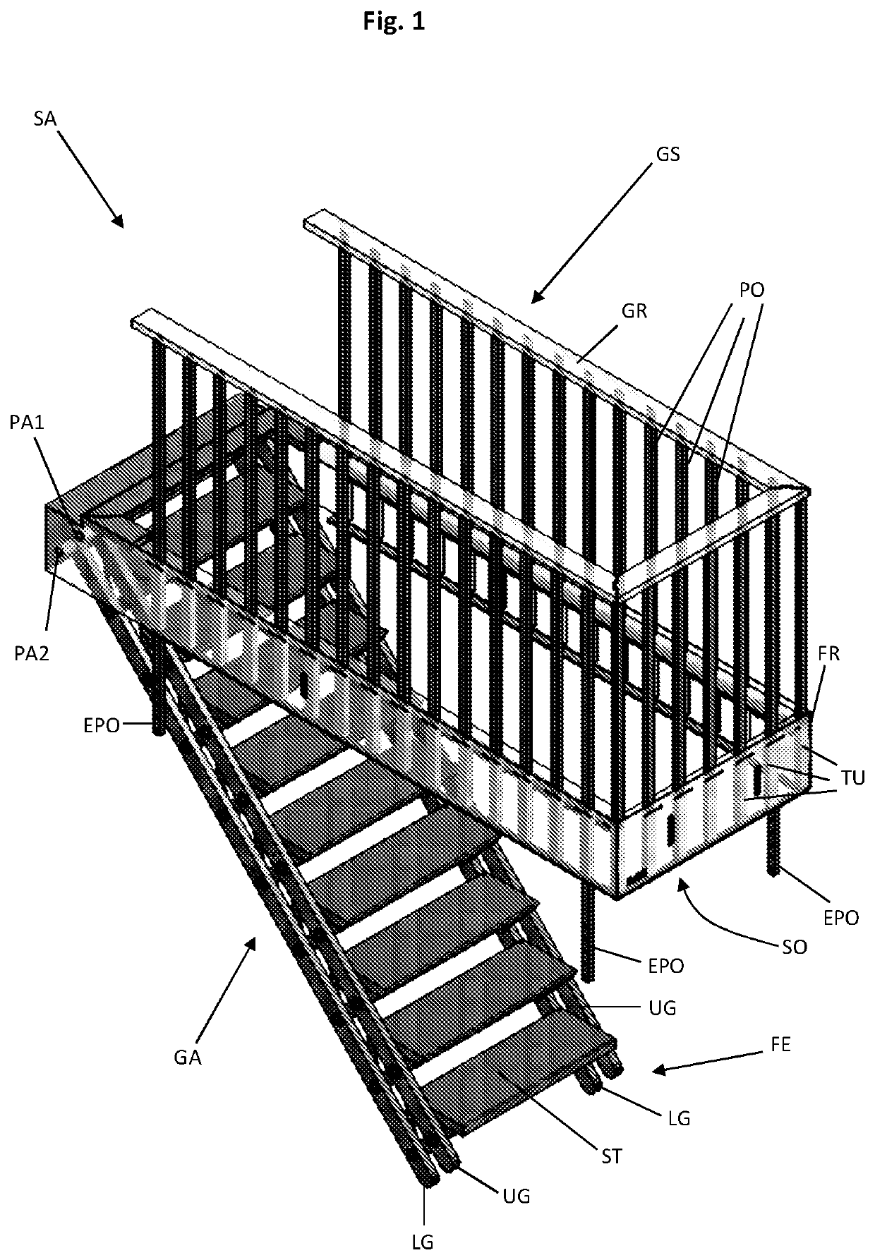 A stair assembly, an object and a stair assembly operating method