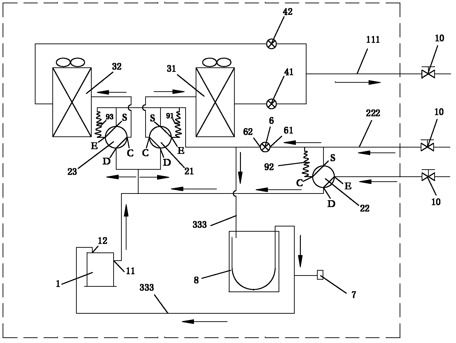 Refrigerant automatic recycling air conditioner system and control method thereof