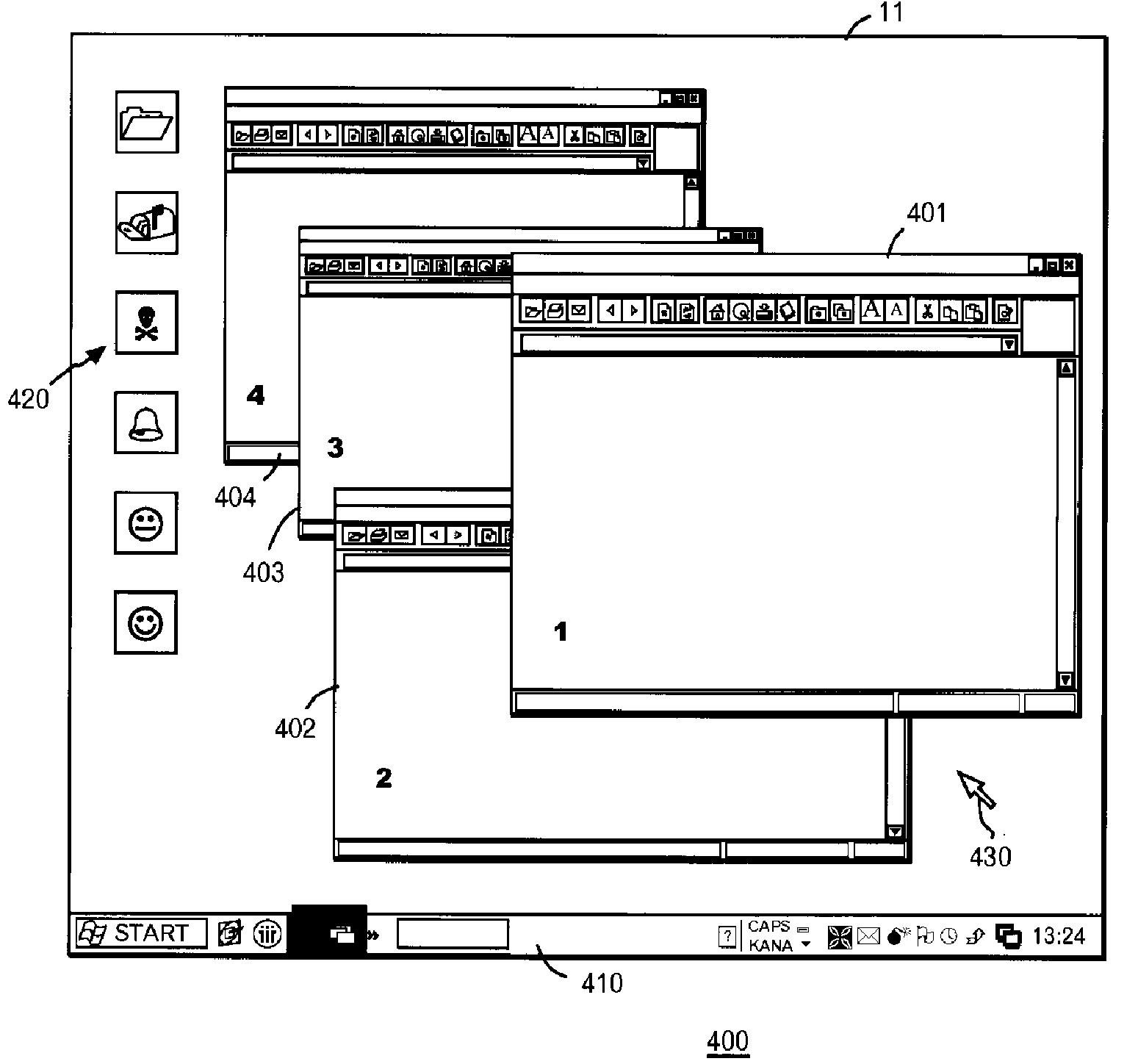 Method, program, and data processing system for manipulating display of multiple display objects