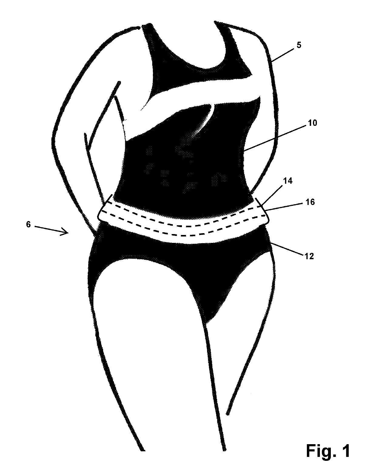 One-piece swimsuit garment with openable waist