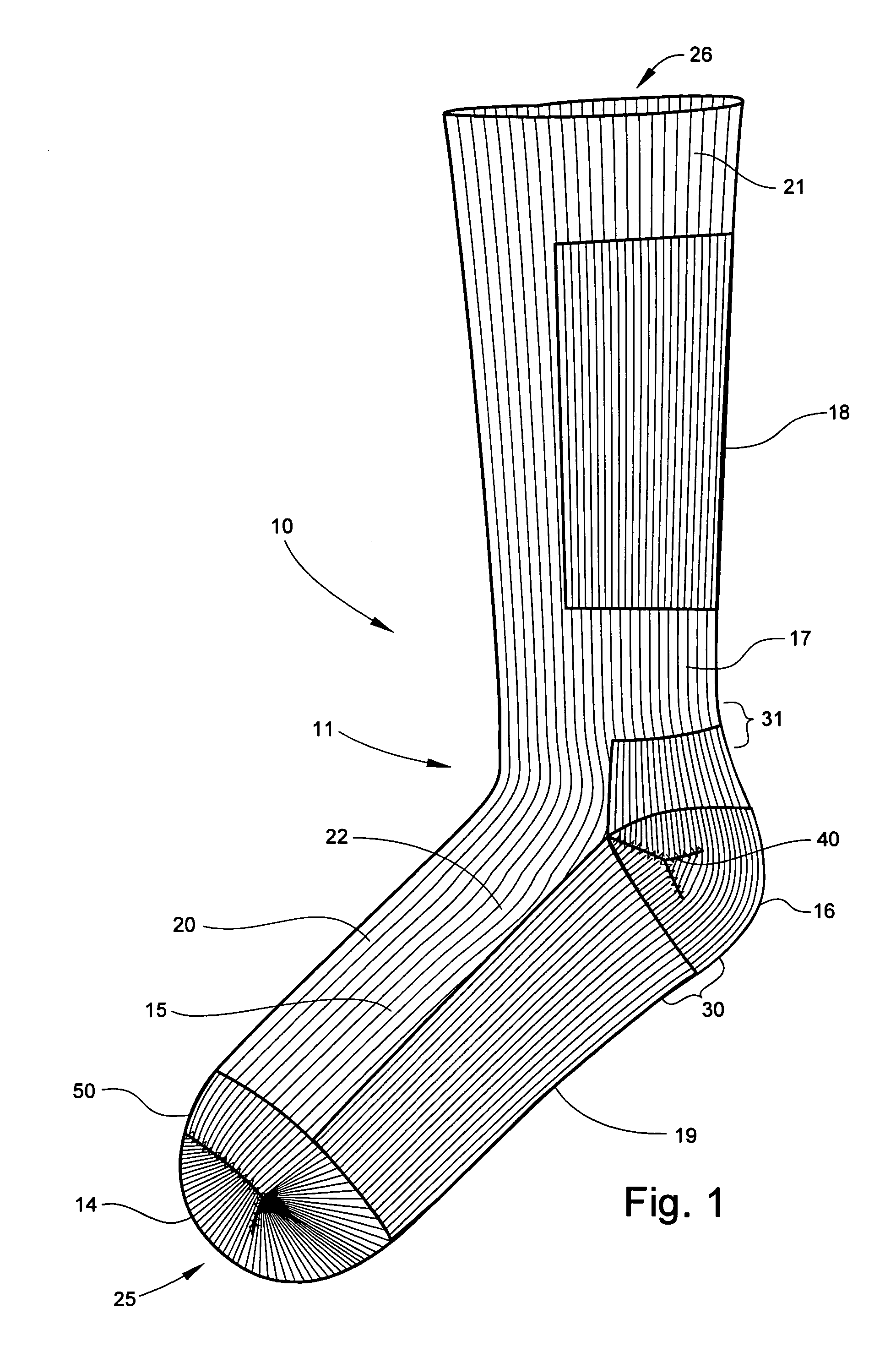 Therapeutic compression and cushion sock and method of making