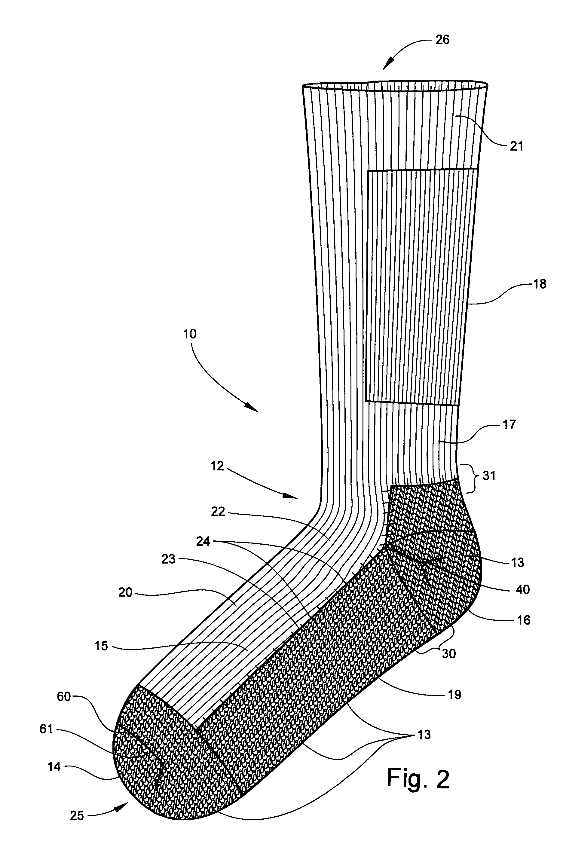 Therapeutic compression and cushion sock and method of making