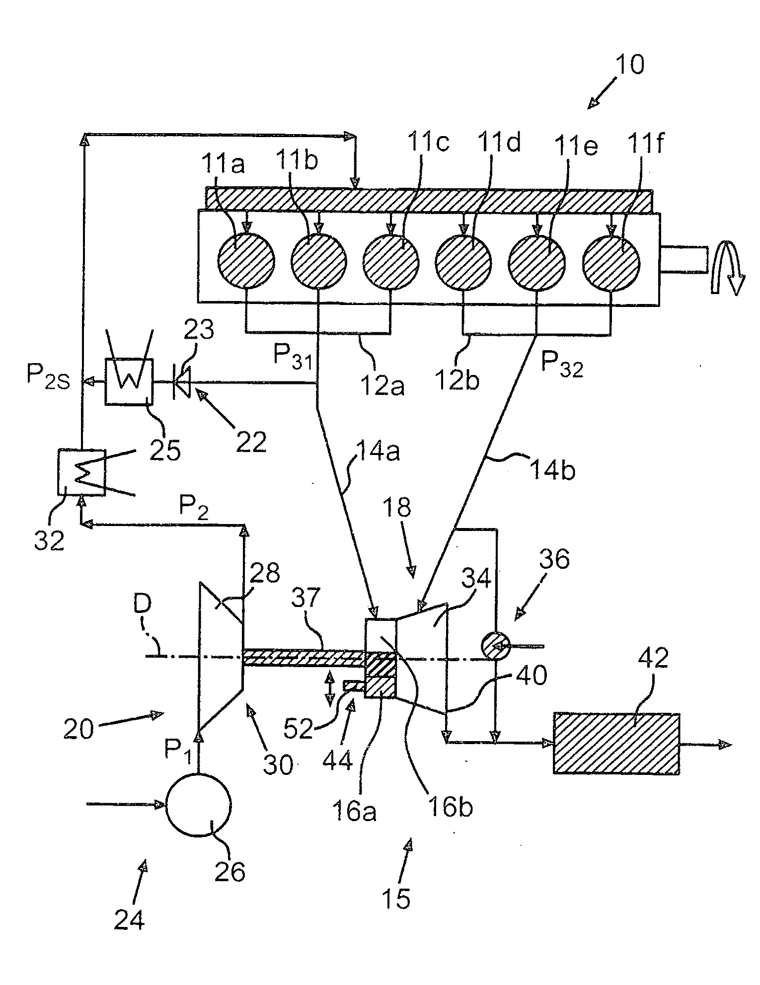 Internal combustion engine with an exhaust gas turbocharger