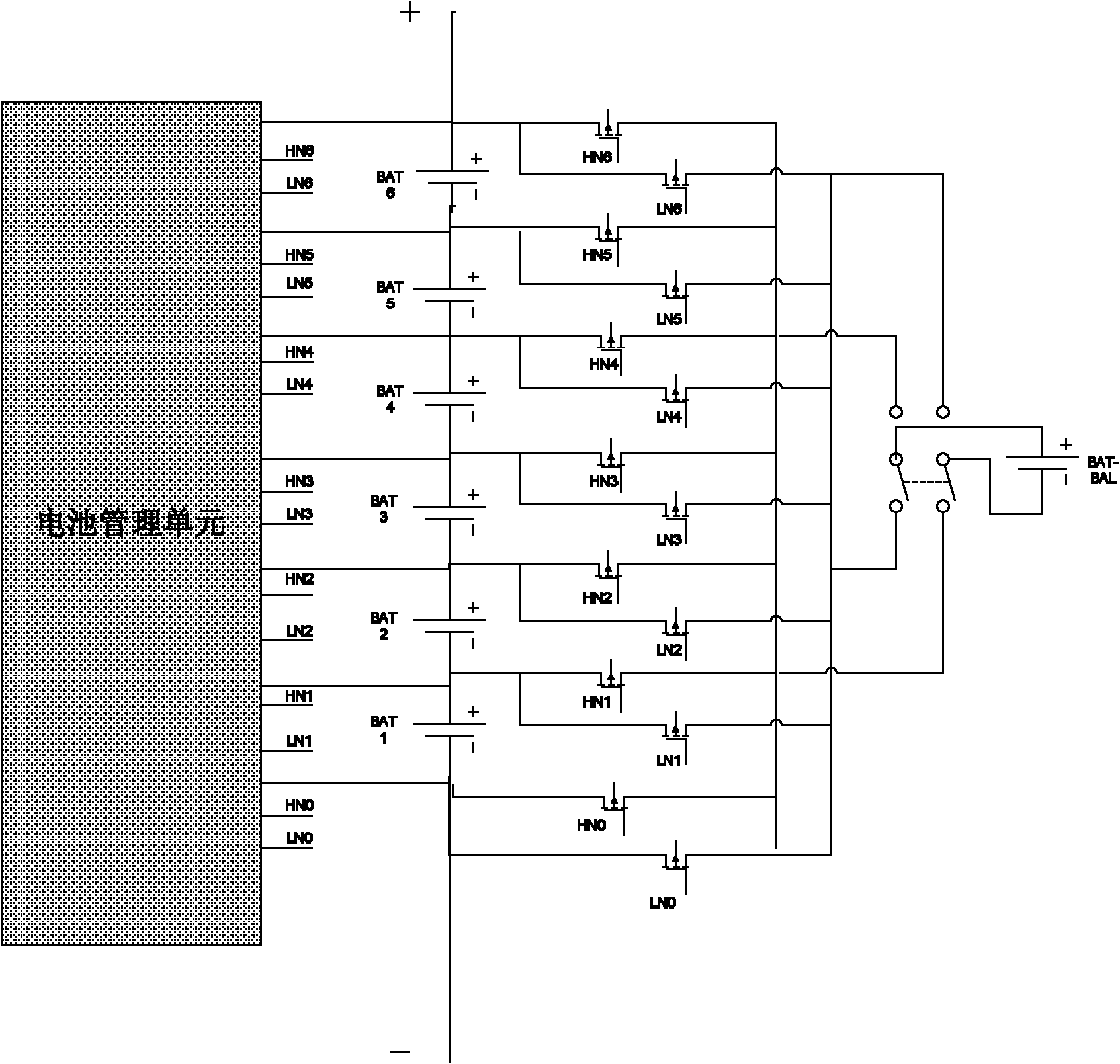 Active charge/discharge balancing system of power battery and implementation method thereof