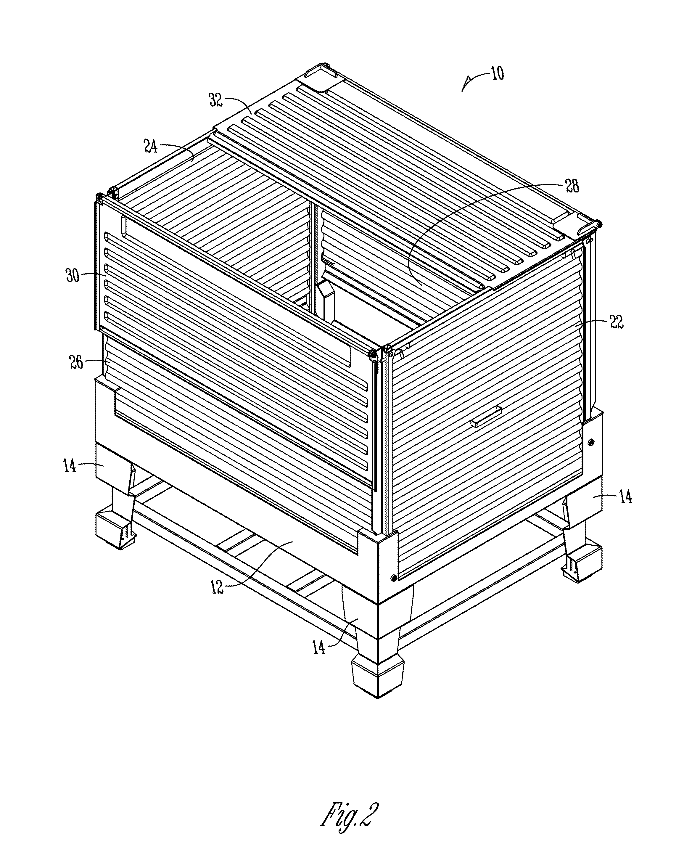 Folding seed box with fork lift base