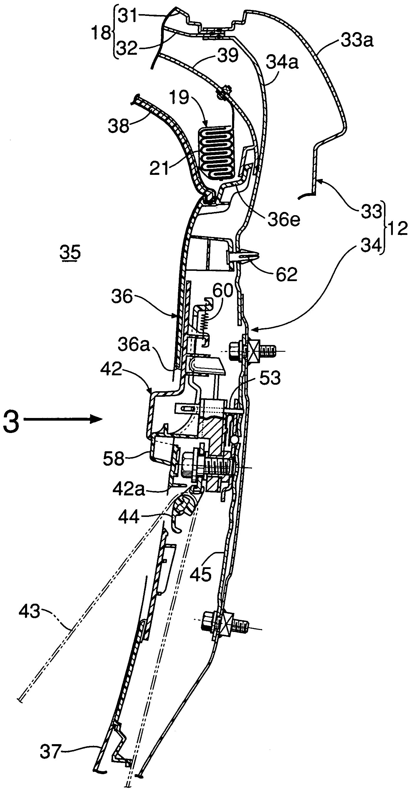 Adjustment structure of seat belt device in vehicle
