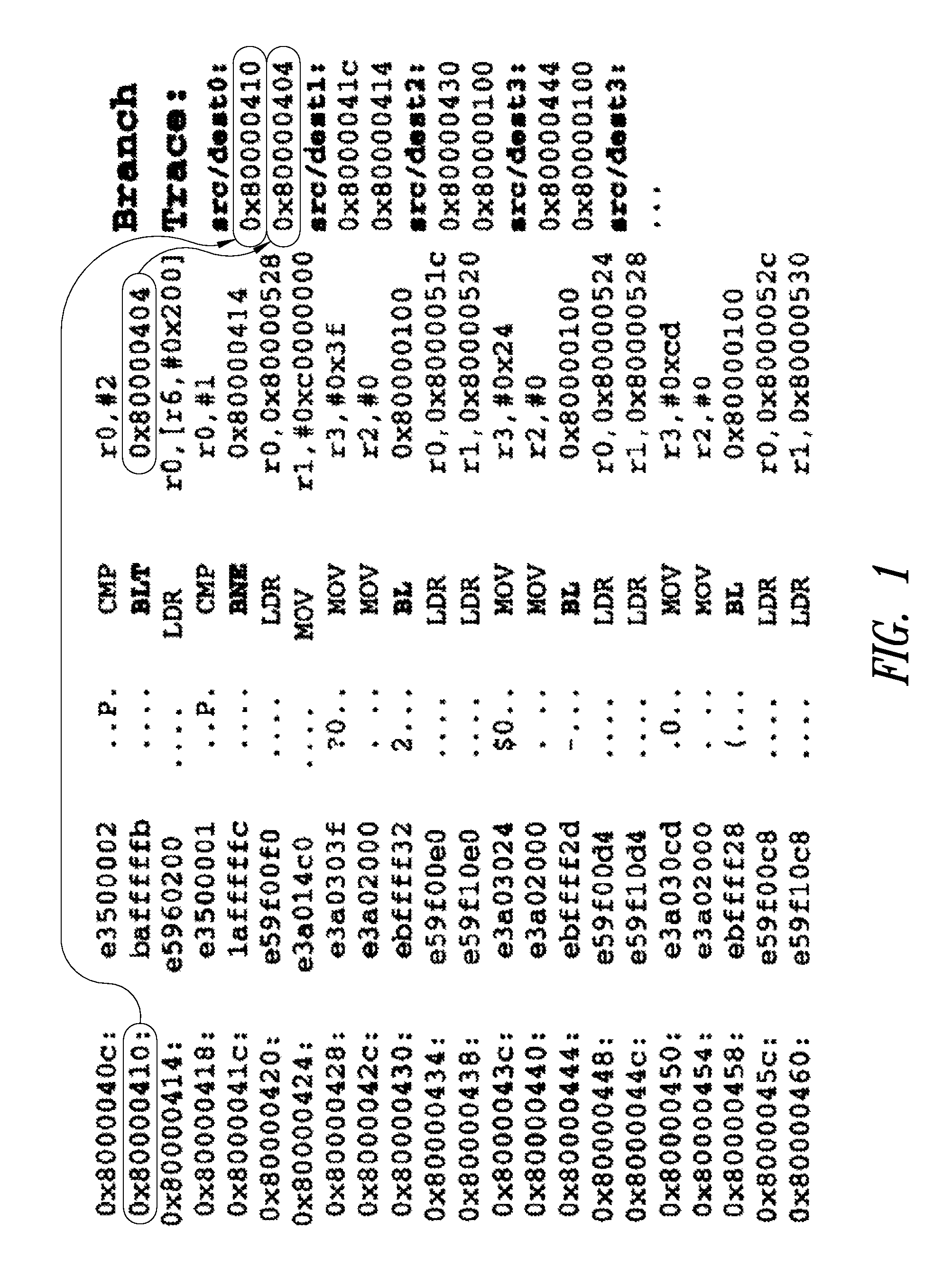 Branch tracing generator device and method for a microprocessor supporting predicated instructions and expanded instructions