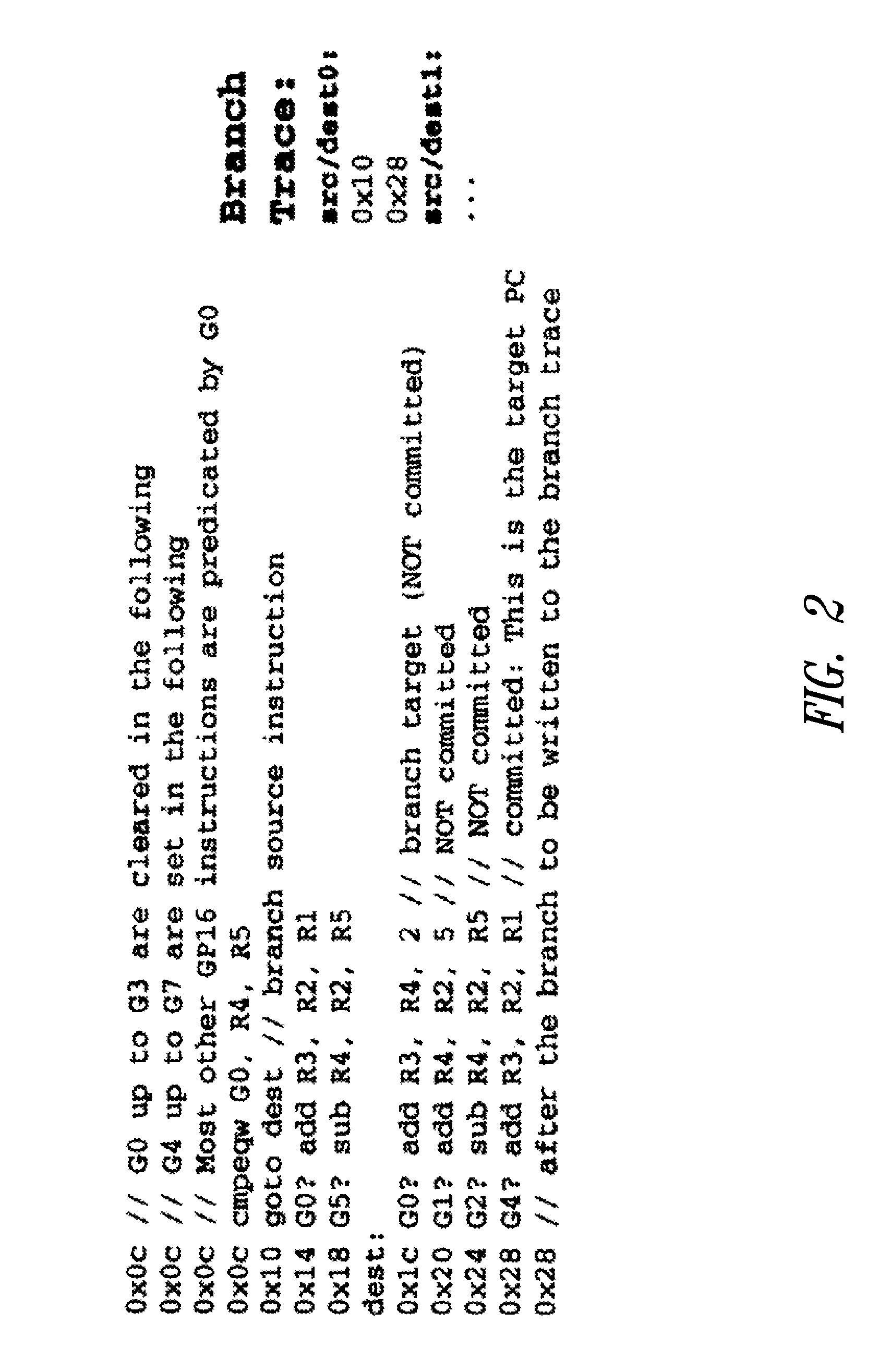 Branch tracing generator device and method for a microprocessor supporting predicated instructions and expanded instructions